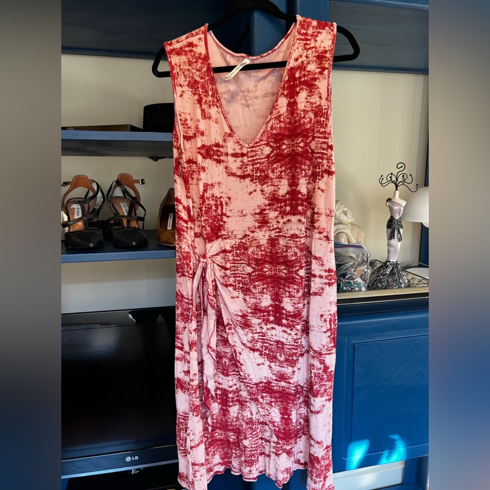 Tie Dye Flowy Red & Pink Sleeveless Lounge Dress